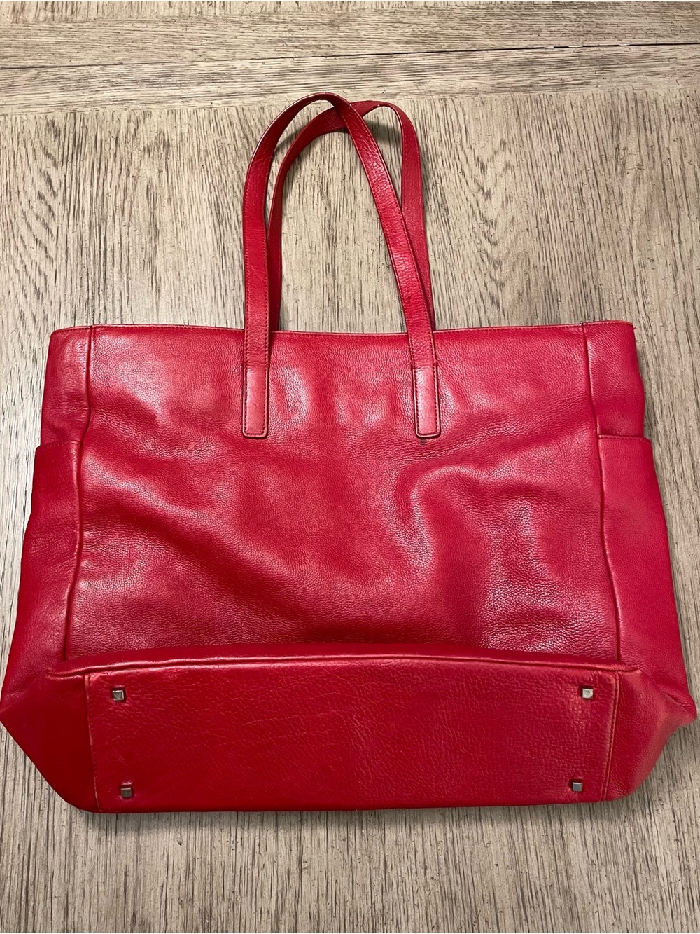 Express large leather bag/tote, red, excellent condition.